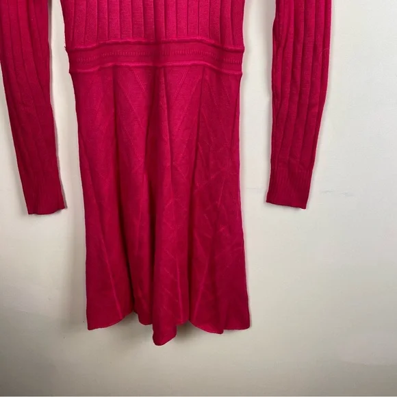 Jessica Simpson Fuchsia Pink Bright Long Sleeve A-Line Sweater Dress XS Fitted - Picture 6 of 11